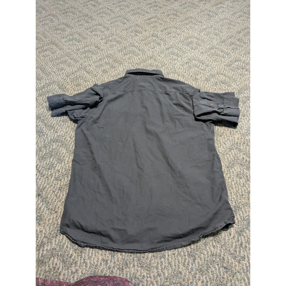 Old Navy Mens Panther Gray Canvas Long Sleeve 2-Pocket Utility Shirt Large L - Picture 4 of 6